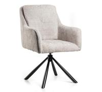 HowHomely Silla de comedor moderna beige - Silla ergonómica acolchada con función de retorno, silla giratoria para oficina en casa, sala de reuniones, cocina, estudio