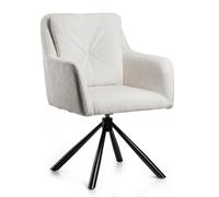 HowHomely Silla de comedor moderna color crema - Silla ergonómica acolchada con función de retorno, silla giratoria para oficina en casa, sala de reuniones, cocina, estudio