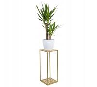 HowHomely Soporte para flores de metal 60 x 24 cm - Taburete para flores con diseño geométrico - Soporte dorado para plantas para la decoración del hogar como salón o dormitorio