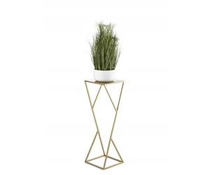 HowHomely Soporte para flores de metal 70 x 24 cm - Taburete sólido y minimalista - Soporte para plantas dorado para la decoración del hogar como salón o dormitorio