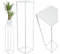 HowHomely Soporte para flores de metal blanco de 100 cm de altura - Taburete para plantas sólido y robusto de metal - Soporte para plantas para la decoración en el salón, dormitorio o oficina
