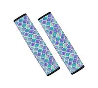 Howilath 2 fundas para cinturón de seguridad con diseño de escamas de sirena, multicolor para niñas, funda de cojín para cinturón de seguridad