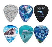 Howilath 6 púas de guitarra, diseño de delfín azul de luz de guitarra de púas, protección de la punta del dedo, regalo perfecto para él y ella para instrumentos de cuerda