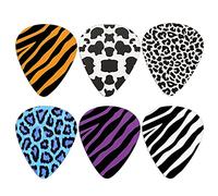 Howilath 6 púas de guitarra, piel animal de tigre vaca, leopardo, material ABS, impresión viva, púas de armonía de alta calidad
