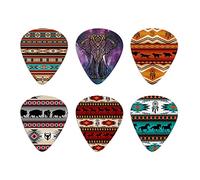Howilath Animal étnico 6 púas de guitarra ABS de calibre pesado, estilo indio, bohemia, azteca, arte tribal pesado, fresco, perfecto regalo para guitarra y amante