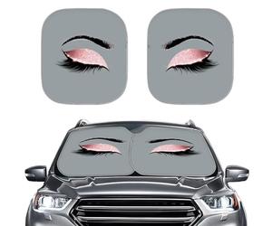 Howilath Beauty Eyes Shadow 2 unids Parabrisas Parasol para Coche, Accesorios de Auto Divertidos Cubierta de sombrilla Color Rosa