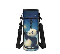 Howilath Bolsa de transporte para botellas de agua con correa para el hombro, Azul panda, Mochila para niños