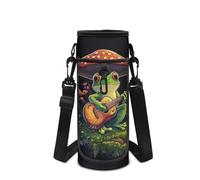 Howilath Bolsa de transporte para botellas de agua con correa para el hombro, Seta de rana de guitarra verde, Mochila para niños