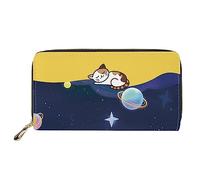 Howilath Bolso de mano largo de moda para compras de piel sintética para mujer, Cat Space Planet, M, Moderno