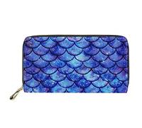 Howilath Bolso de mano largo de moda para compras de piel sintética para mujer, Galaxy Mermaid Scales - Púrpura, M, Moderno