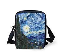 Howilath Bolso de mensajero con estampado de tortugas marinas con diseño de búhos y girasol, Noche estrellada por Vincent Van Gogh, Small