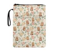 Howilath Capybara - Fundas protectoras para libros con estampado de hojas para mujeres y niñas, con cremallera, organizador de libros con cremallera