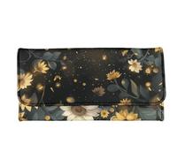 Howilath Cartera delgada para mujer, diseño divertido de calavera de hibisco con flores, galaxia, teñido anudado, piel sintética, triple compartimento, Kawaii Elefante Girasol, M, Moderno