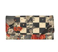 Howilath Cartera delgada para mujer, diseño divertido de calavera de hibisco con flores, galaxia, teñido anudado, piel sintética, triple compartimento, Vintage Floral Butterfly, M, Moderno