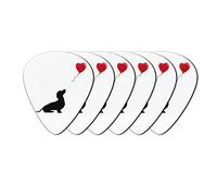 Howilath Dachshund & Heart Balloon - Juego de 6 púas de guitarra ABS de gran calibre para guitarra y amante