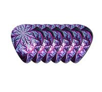 Howilath Flower Art Abstracto Geométrico Floral Púrpura Elegante Colroful Premium Púas ABS para guitarra acústica eléctrica bajo o ukelele, calibre grueso 0,96 mm x 6 piezas