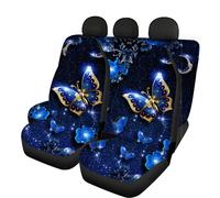 Howilath Fundas para asientos delanteros y traseros de mariposa azul a la moda, fundas protectoras con patrn de luna floral para asiento de veh