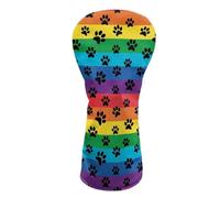 Howilath Fundas protectoras para cabeza de palo de golf con diseño de huellas de perro, 3 de madera y 5 de madera, híbrido, fundas protectoras de piel sintética con forro de fieltro suave