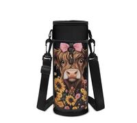 Howilath Highland Cow - Soporte aislado para botella de agua para niños, Brown Highland Cow Black, Mochila para niños
