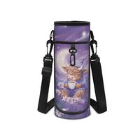 Howilath Highland Cow - Soporte aislado para botella de agua para niños, Highland Cow Purple, Mochila para niños