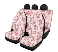 Howilath Juego completo de 3 piezas de protección para asientos delanteros y traseros de cerdos rosados, adorables y lindos animales, cómodas fundas de asiento de automóvil, antiraspaduras