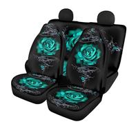 Howilath Juego completo de 4 fundas para asientos de coche, color verde azulado, ajuste universal para la mayoría de coches, camiones, todoterrenos, accesorios interiores y automóviles