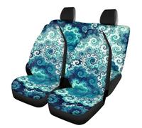 Howilath - Juego completo de fundas de asiento de coche con diseño de arte en espiral azul, juego de fundas delanteras y traseras, ajuste universal para auto, camioneta, furgoneta, SUV, fácil de