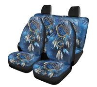 Howilath Juego completo de fundas para asientos delanteros y traseros, atrapasueños águila cielo estrellado, ajuste universal para vehículo sedán y protector de interior del coche
