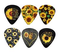 Howilath Juego de 6 púas de guitarra de girasol, para guitarra eléctrica acústica y base