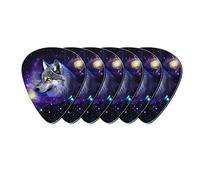 Howilath Juego de 6 púas de guitarra, Galaxy Wolf Space Animal Starry Night Azul Único regalo de guitarra para bajo, guitarra eléctrica y acústica