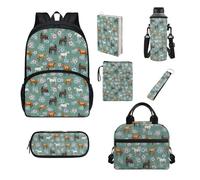 Howilath Juego de bolsas escolares para niños, bolsa de almuerzo aislada, estuche para lápices, suministros escolares, funda para libros, funda para botella, Flor de caballo