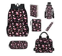Howilath Juego de bolsas escolares para niños, bolsa de almuerzo aislada, estuche para lápices, suministros escolares, funda para libros, funda para botella, Axolotl de fresa