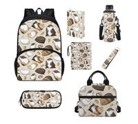 Howilath Juego de mochila escolar para niños con bolsa de almuerzo, estuche para lápices, funda para libro, mochila escolar para niños y niñas, Cerdo de Guinea