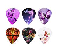Howilath Juego de púas de mariposa de moda con diseño de mariposa, impresión de una sola cara, 0,96 mm, 6 piezas para guitarra acústica, guitarra eléctrica, bajo, ukelele banjo