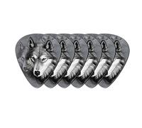 Howilath Juego de púas para guitarra con diseño de lobos grises, diseño de animales de una sola cara, 0,96 mm, 6 piezas para guitarra acústica, guitarra eléctrica, bajo, ukelele banjo