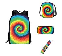 Howilath Mochila de día con diseño de calavera y rosa, color negro, funda para el almuerzo, bolsa para bolígrafos, llavero de coche, para niños y niñas, regalos de vuelta a la escuela, desteñido, Mochila casual