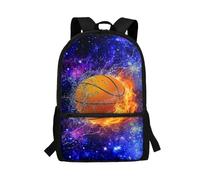 Howilath Mochila escolar para niños y niñas, 43 cm, gran capacidad, para escuela primaria, Galaxy Fire Baloncesto, 11"L x 5.1"W x 17.3"H