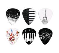 Howilath Notas musicales arte abstracto Cool Guitar Picks - 6 púas de guitarra protección de la punta del dedo único regalo de guitarra para bajos
