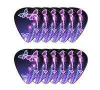 Howilath Púas de guitarra abstracta de mariposa brillante púrpura para tu guitarra acústica, eléctrica o bajo, 0,96 mm, regalo único de guitarra para bajo, 12 unidades