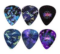 Howilath Púas de guitarra de libélula, elegantes púas de pulgar de libélula, 6 púas de guitarra ABS para guitarra acústica, eléctrica, bajo 0,96 mm