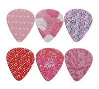 Howilath Púas para guitarra de San Valentín, diseño de corazón, rosa, paquete de 6 púas para bajo eléctrico