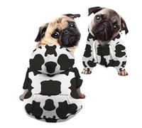 Howilath Ropa para perros, gatos, cachorros, lindos, con estampado de vacas de punto negro, sudadera de poliéster de algodón para perros pequeños, gatos, cachorros, animales - M
