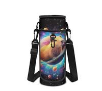Howilath Space - Funda para botella de agua con correa para el hombro, Blue Space Capibara, Mochila para niños