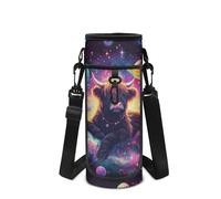 Howilath Space - Funda para botella de agua con correa para el hombro, Purple Space Highland Cow, Mochila para niños