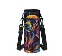 Howilath Space - Funda para botella de agua con correa para el hombro, Space Dachshund Negro, Mochila para niños