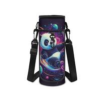 Howilath Space - Funda para botella de agua con correa para el hombro, Space Panda Negro, Mochila para niños