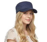 howkuhat Gorra de béisbol militar de algodón para hombre, ala ancha, gorra plana, protección UV, sombrero de sol ajustable, azul marino, M/talla única