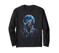 Howling At The Moon Wolves Perros Bootleg Divertido Manga Larga