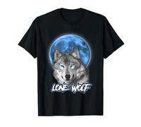 Howling Lone Wolf On Moon Animal Funny Wolves Lover Camiseta
