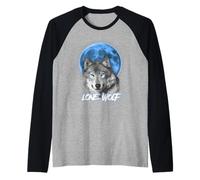 Howling Lone Wolf On Moon Animal Funny Wolves Lover Camiseta Manga Raglan